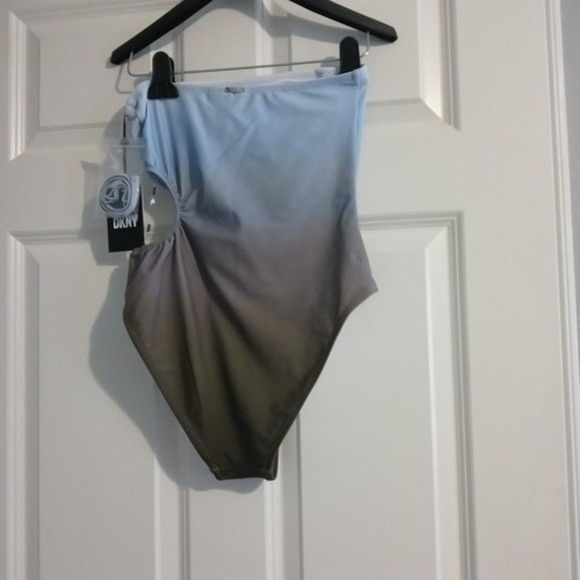 NWT DKNY Ombre Blue Strapless One Piece Swimsuit - Picture 9 of 14